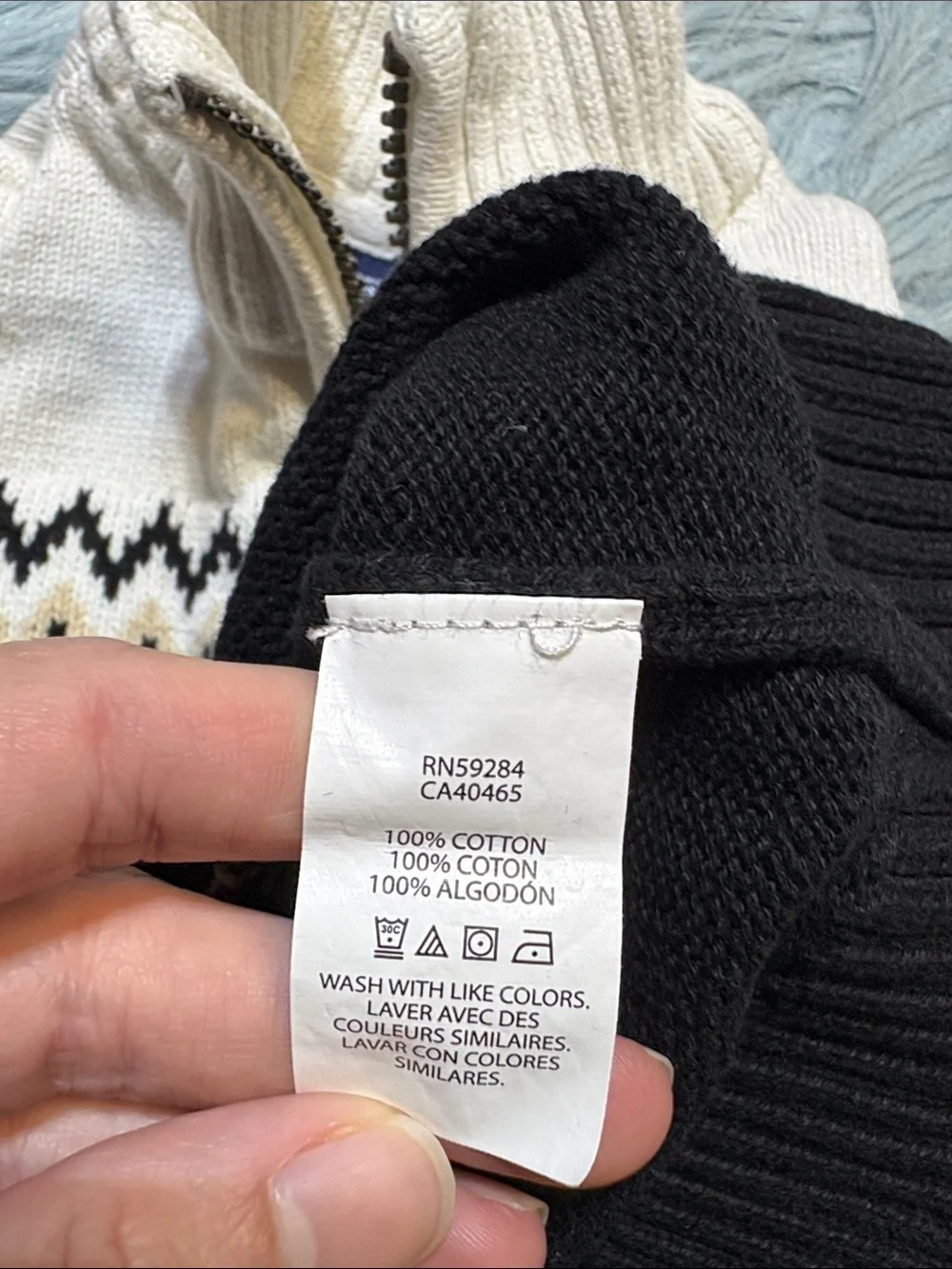 The Children’s Place Half-Zip Fair Isle Knit Pullover Sweater - Black & White 3T